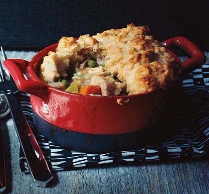 Turkey pot pie with cheddar biscuit crust