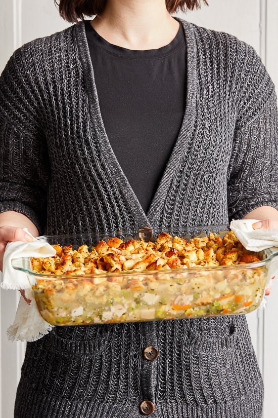Turkey pot pie with stuffing crust