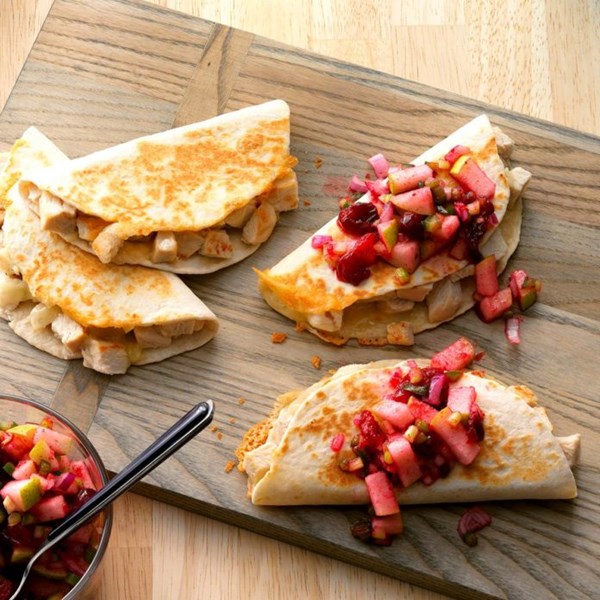 Turkey quesadillas with cranberry salsa