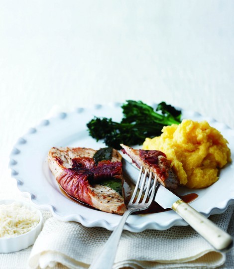 Turkey saltimbocca with Parmesan polenta