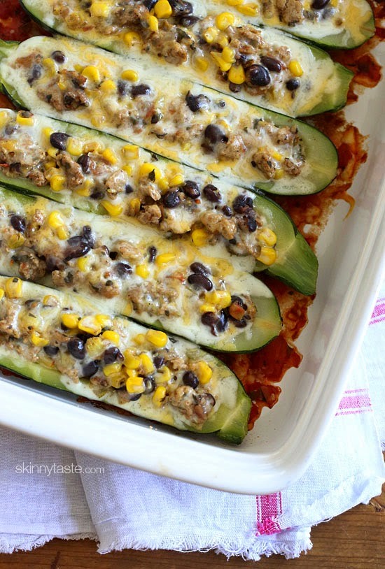 Turkey Santa Fe zucchini boats