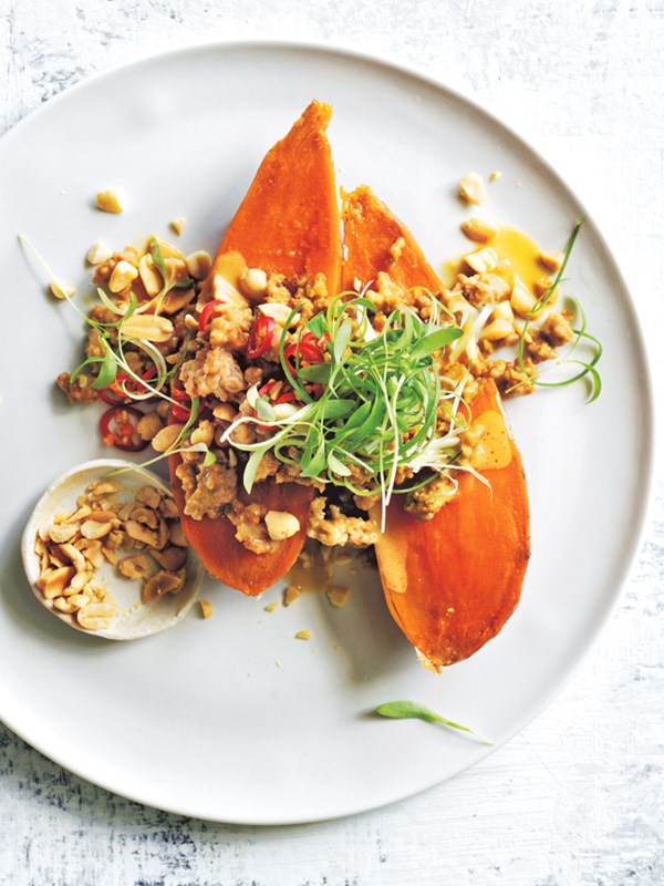 Turkey satay jacket sweet potatoes