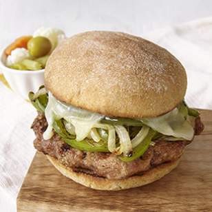 Turkey sausage & peppers burger
