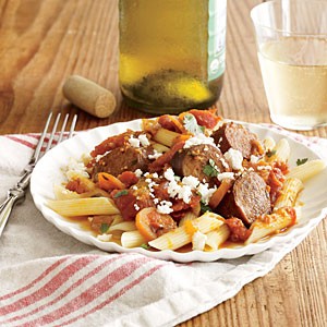 Turkey sausage and spicy tomato sauce