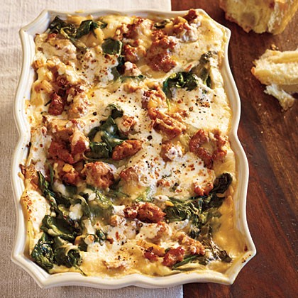 Turkey sausage and spinach lasagna