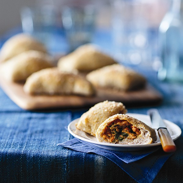 Turkey sausage-stuffed pizza pockets