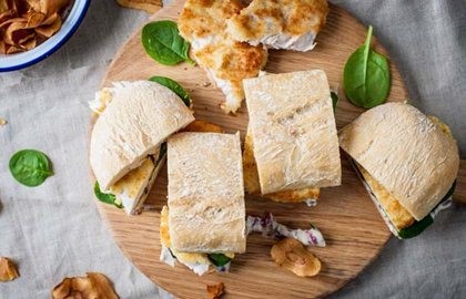 Turkey schnitzel sandwich
