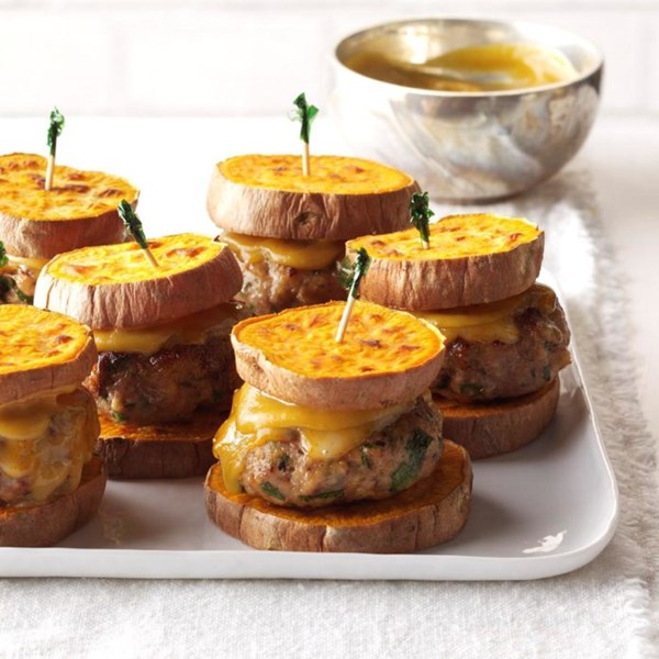 Turkey sliders with sweet potato buns