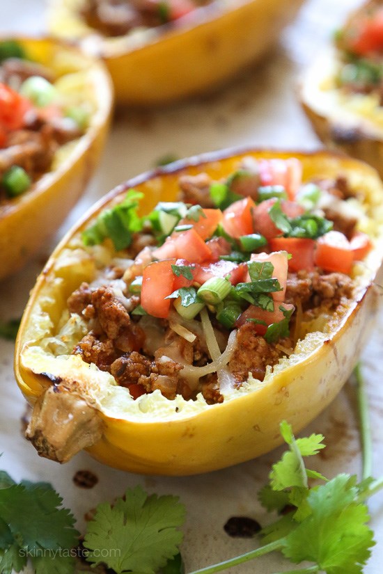 Turkey taco spaghetti squash boats