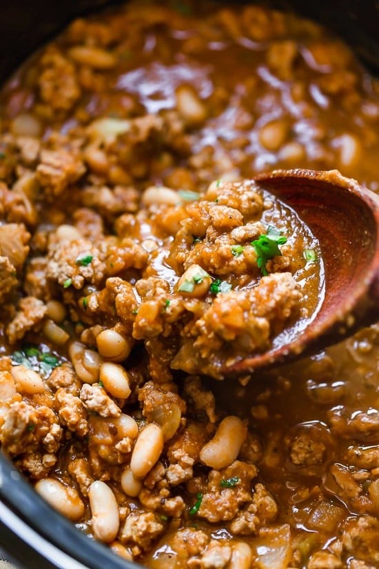 Turkey white bean pumpkin chili (Instant Pot or slow cooker)