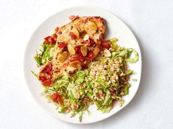 Turkey with warm barley salad
