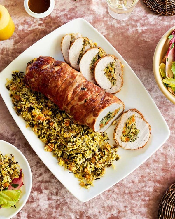 Turkey with wild rice stuffing