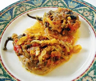 Turkish baked eggplant with mint (Imam bayaldi)
