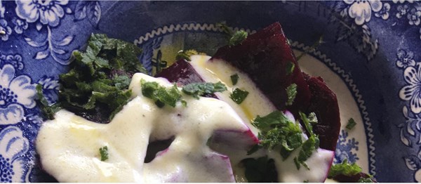 Turkish beetroot and yoghurt salad with coriander