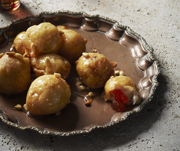Turkish delight-filled doughnuts with rosewater honey