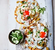 Turkish egg flatbreads