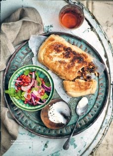 Turkish gozleme with minced lamb