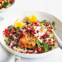 Turkish grilled salmon with chopped salad
