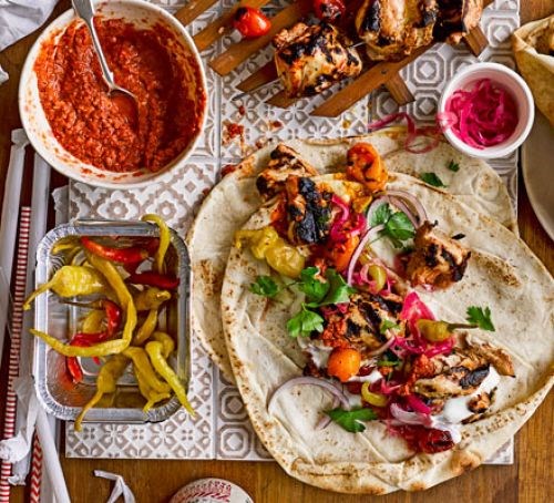 Turkish kebabs with tomato chilli sauce