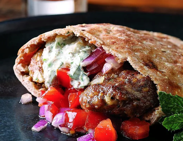 Turkish lamb pita burgers