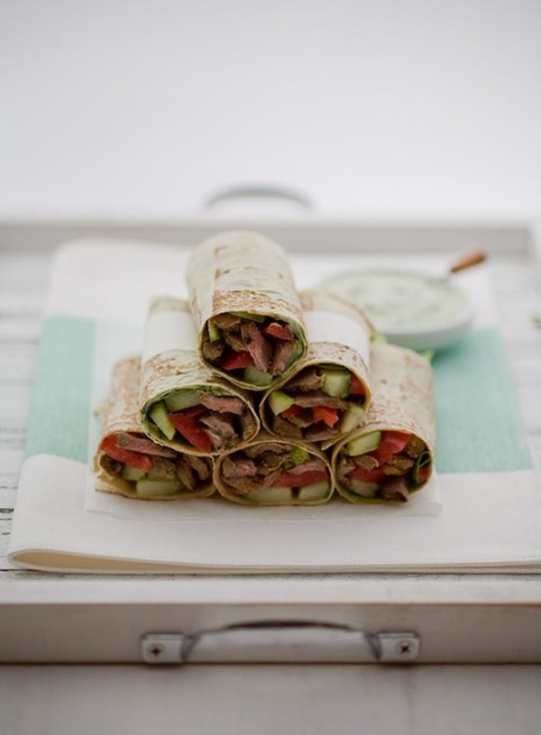 Turkish lamb wraps with coriander relish
