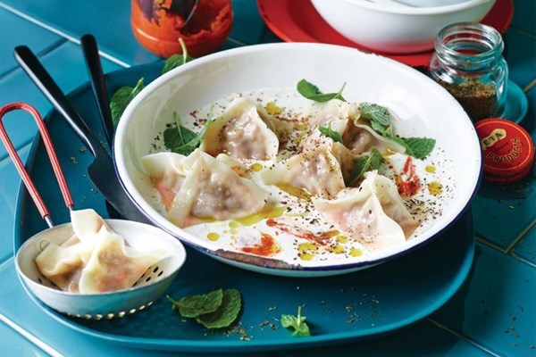 Turkish manti with harissa and lamb