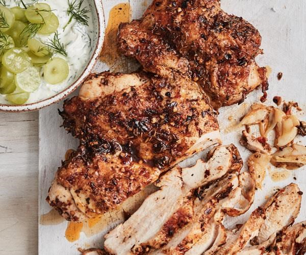 Turkish-spiced chicken with grape cacik