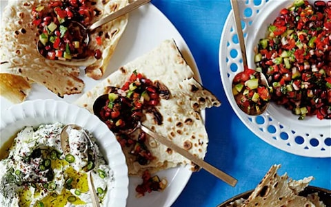 Turkish spoon salad with haydari