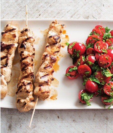 Turkish-style grilled chicken with tomato mint salad