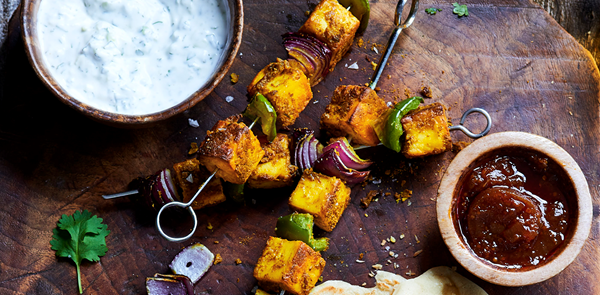 Turmeric and coconut paneer with charred naans