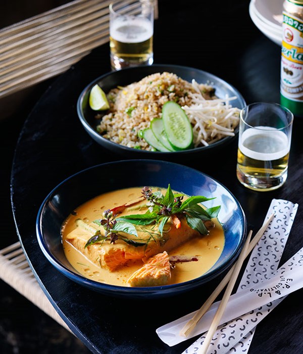 Turmeric and coconut salmon curry