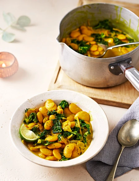 Turmeric and ginger butter bean stew