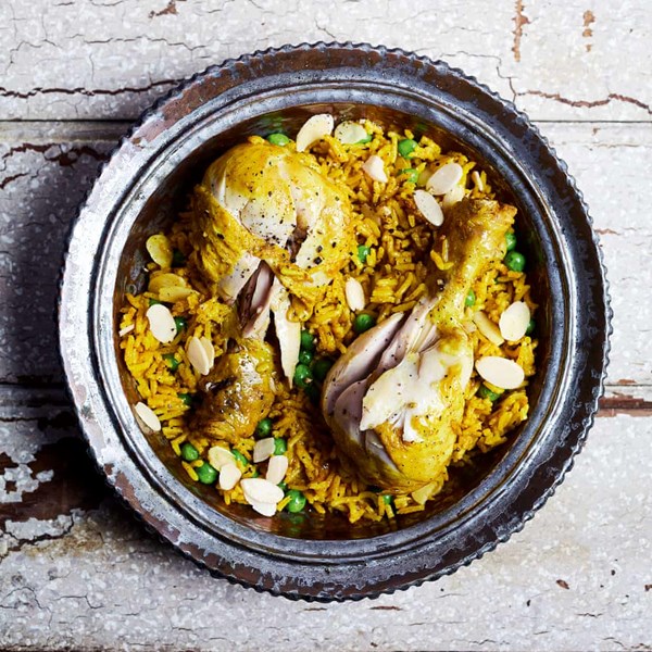 Turmeric chicken biryani