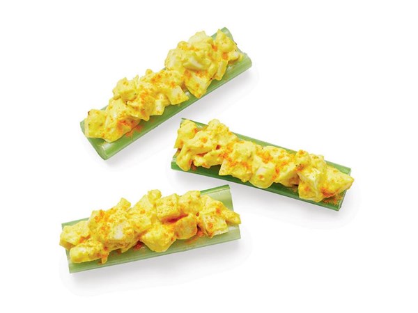 Turmeric egg salad celery boats