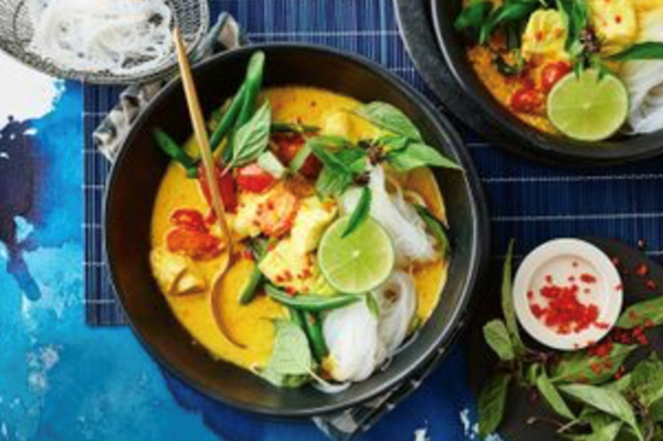 Turmeric fish with coconut and lemongrass broth