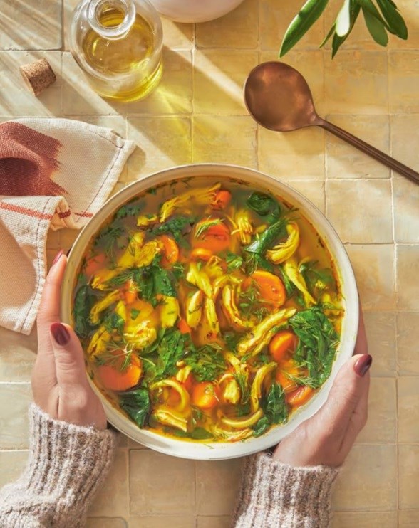 Turmeric, ginger, and lemon chicken soup