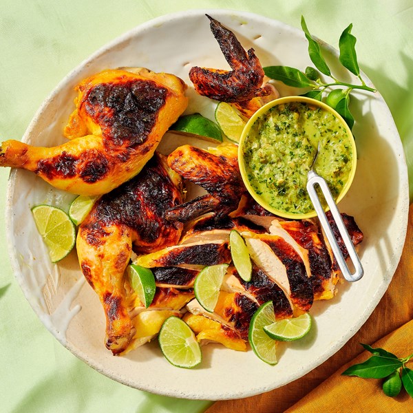 Turmeric-lime chicken with pumpkin seed salsa