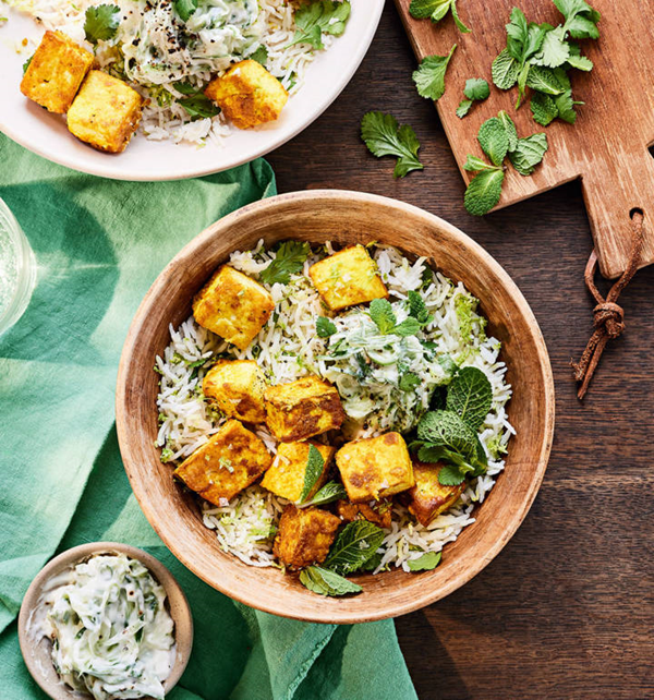 Turmeric tofu with zingy lime rice