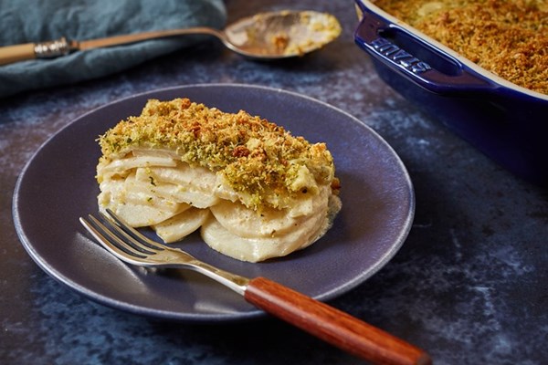 Turnip and anchovy gratin