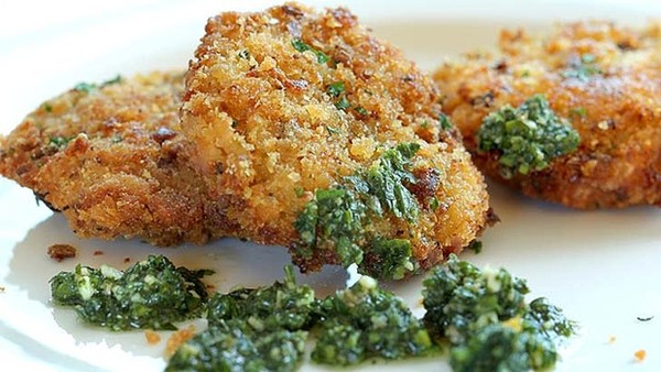Turnip and horseradish fritters with sauce gribiche (Fritelle di rapa e rafano al gribiche)