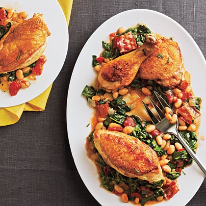 Tuscan baked chicken and beans
