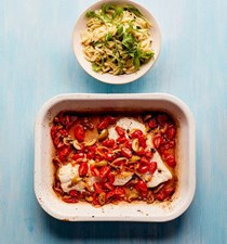 Tuscan baked fish with orzo