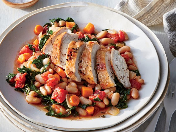Tuscan chicken with white beans and kale