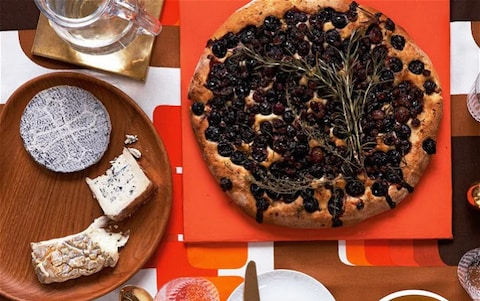 Tuscan grape bread with Italian cheese