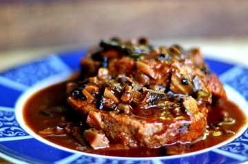 Tuscan meatloaf with mushroom sauce