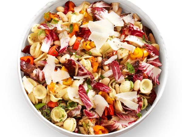 Tuscan pasta salad with grilled vegetables 