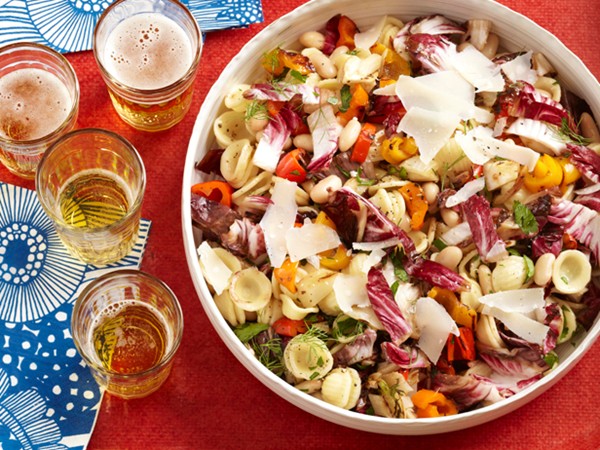 Tuscan pasta salad with grilled vegetables