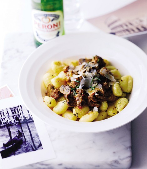 Tuscan sausage and porcini sauce with gnocchi
