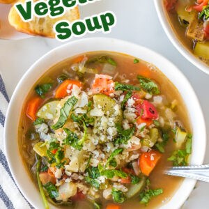 Tuscan vegetable soup with white beans and Parmesan