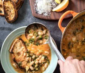 Tuscan white bean and escarole soup (Acquacotta)